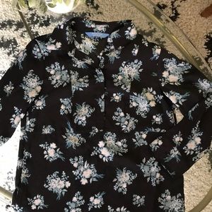 Black collared open back blouse